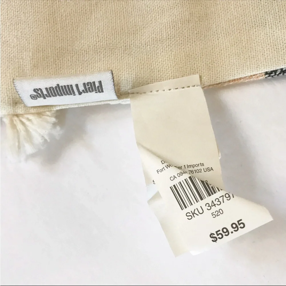 Pier 1 Imports Embellished Tassel Striped Table Runner NWT